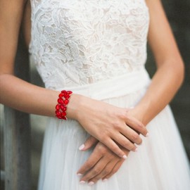 EVER FAITH Stretch Bangle Austrian Crystal Elastic Art Deco Elegant Teardrop Vintage Party Bracelet for Women Clear Silver Tone, Crystal, No gemstone