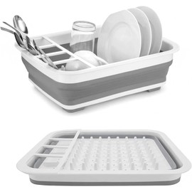 Sipobuy Collapsible Bowls, Plates, and Dishes Drainer, Portable Space-Saving Dish Rack for Kitchen, RV, Campers, and Travel Trailers