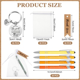 Zhanmai 30 Set Employee Thank You Appreciation Gift Include 30 Inspirational Ballpoint Pens, 30 Motivational Keychains, 30 Tags and 30 Organza Bags for Teachers Employee Coworkers Staff Thank You Gift