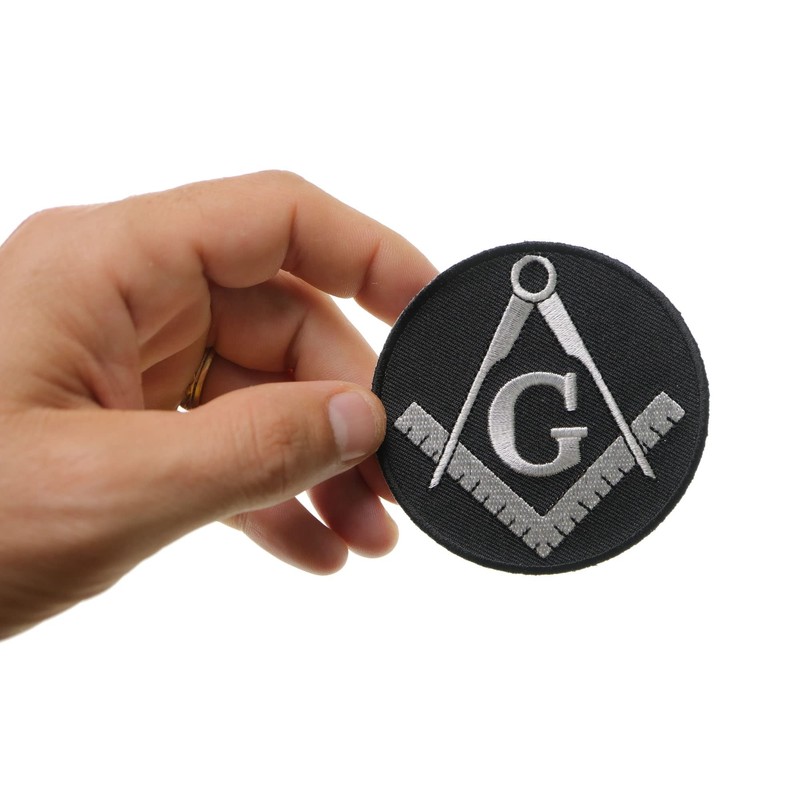Mason Symbol Black White Patch - 3 inch. Embroidered Iron