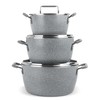 Granitestone Gray Pots and Pans Set Nonstick, 6 Stackable Piece