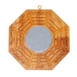 fengshuisale Feng Shui Peach Wood Bagua Mirrors Pakua 4 Inch W Red String Bracelet (Convex 6inch)