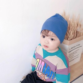 MAKFORT Baby Beanie Hat Kids Soft Cotton Toddler Hat Kids Slip-On Hat Boys and Girls, Haze Blue