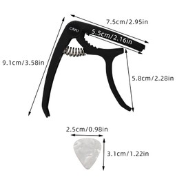 Guitar Capo ValueHall Black Acoustic Guitar Capo Tuner with 4Pcs Guitar Picks for Electric Acoustic Guitars Ukulele Banjo Folk Guitars V14B01