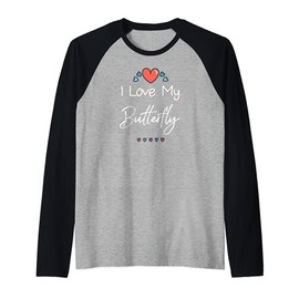 I Love My Butterfly Cute Mothers Day Design Gift Raglan Baseball Tee