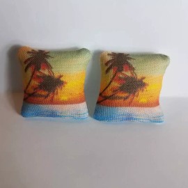 Miniature Beach Pillows Dollhouse Diggs 1:12 Mini Artisan Palms Ocean Sunset