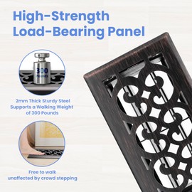 Howeall 4x8 Inches Heavy Duty WalkORBle Floor Register Easy Adjust Air Supply Lever Floor Vents - Charlotte Design - Vent Cover for Home Floor - Oil Rubbed Bronze