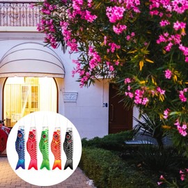 Angoily Carp Fish Windsock Traditional Japanese Style Wind Directional Fish Anime Satin Flag Sign Hanging Sailfish Welcome Banner for Home Shop 70 cm Pack of 5