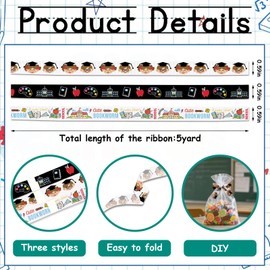 Blinket 3/5" Back to School Ribbon for Wrapping Gift15 Yard, Pencil Apple Bookworm Ribbon for Kindergarten Decor Grosgrain Craft Ribbons for Back to School Party Hair Bows Gift Wrapping DIY Supplies