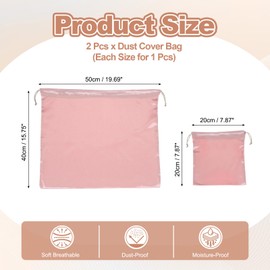 sourcing map Dust Cover Storage Bag Silk, 2 Pcs Dust Bags for Handbags with Drawstring for Pouch Purse Cloth Shoes Travel Storage (Pink, 7.87"x7.87", 15.75"x19.69")
