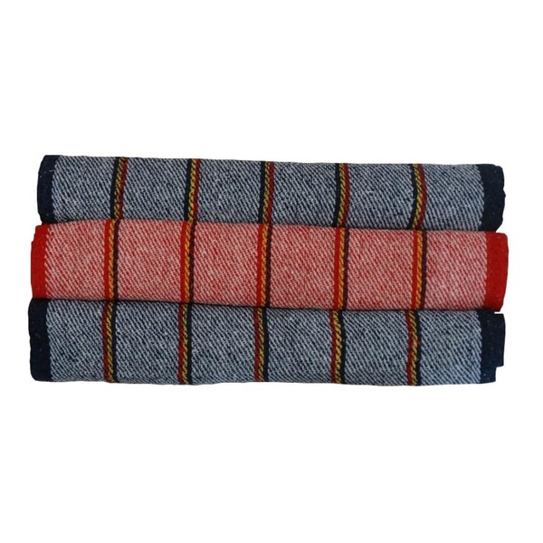 Paquete de 3 Jergas para Piso Medida 100x50 cms - 100% Algodon - Colores Tradicionales - Costuras reforzadas