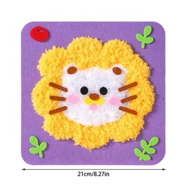 Sndperiexam 1Pc DIY Embroidery Lion Doll Set, Felt Cartoon Animal Sewing Craft with Stickers, Stickers Hands On Activities Projects DIY Arts & Craft