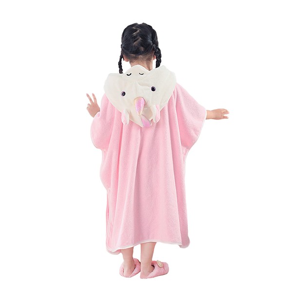 Nifyto Toalla poncho con capucha de unicornio de alta calidad para niños, diseño de unicornio, toalla de baño de forro polar coral con capucha, ultra suave y extra grande para niñas/niños, color rosa