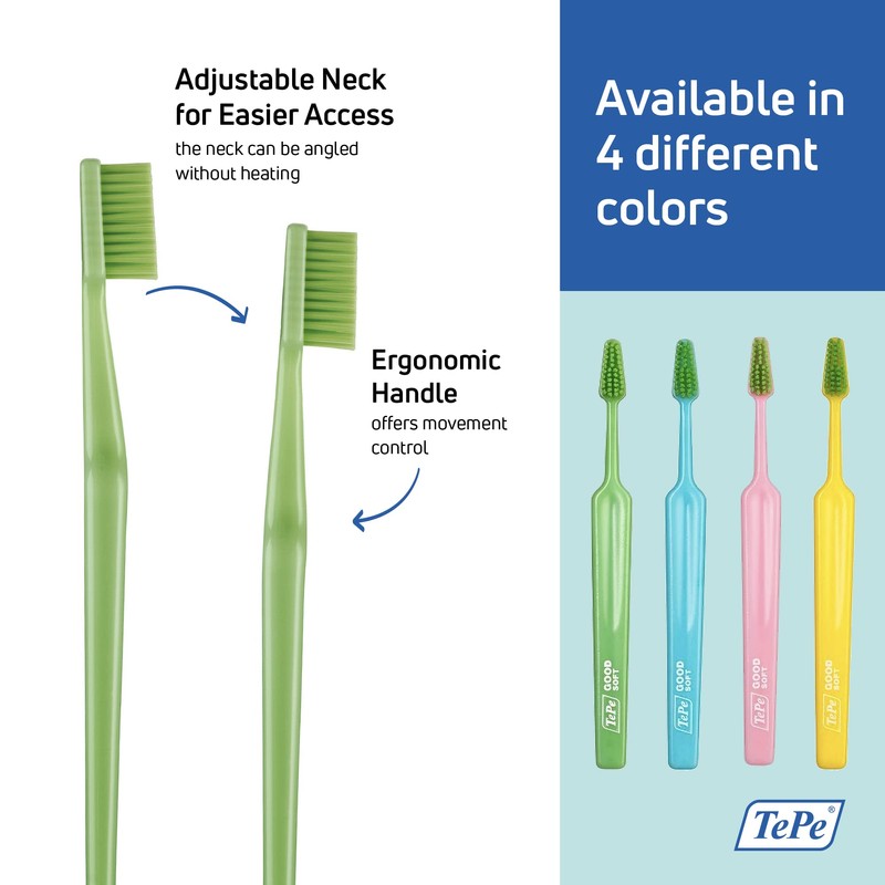 TEPE Good Soft-Bristle Toothbrush for Adults and Teens, Pack of