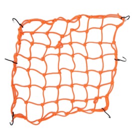12x12 in Motorcycle Cargo Net, Made of Rubber 25KG Heavy Duty Bungee Net Stretches to 35in, Gear Helmet Luggage Thicken Netting with 6 Adjustable Metal Hooks for Motorcycle,(B (Fluorescent Orange))