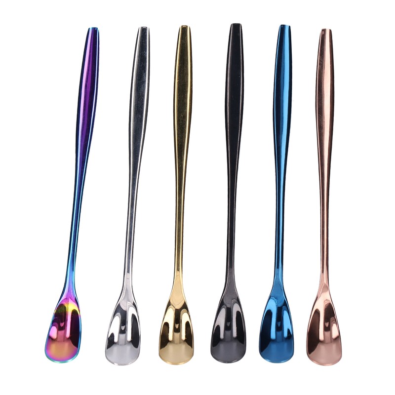 6PCS Coffee Spoon Stainless Steel Mixing Spoon Thickened Long Handle