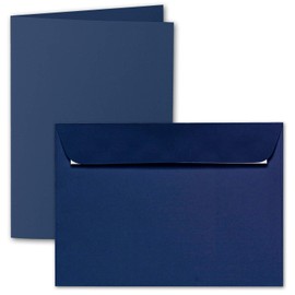 ARTOZ 25x DIN A6 folding card set with envelopes classic blue (blue) 105 x 148 mm ribbed craft cards blank with envelopes 220 g/m²