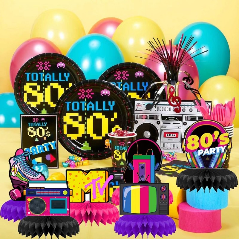 INRUI 9 Pieces 80s Party Honeycomb Centrepieces