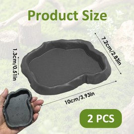 2 Pack Snail Food and Water Bowl, Pet Snail Feeder, Small Reptile Food Dish Bowl Calcium Dish for Land Snails Mini Lizard Gecko Bearded Dragon Chameleon and Hermit Crab (Cement Gray)