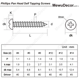 #10 x 3/4" Pan Head Self Tapping Screws Sheet Metal Wood Screws, 304 Stainless Steel 18-8, 100 PCS