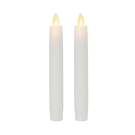 Luminara - Flameless Battery Operated Taper Candle - White - Pack of 2-1x6 inch - LED Flickering Flame - Realistic Safe for Home Kids and Pets