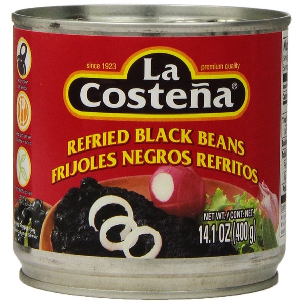 La Costeña Refried Black Beans, 14.1 Ounce Can (Pack of 12)
