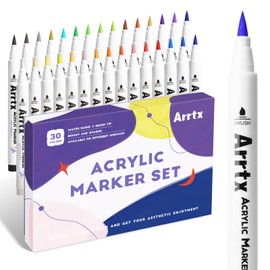 Arrtx 30 Colors Acrylic Paint Pens for Rock Painting, Extra Fine Tip Paint Markers for Rock Painting, Ceramic, Glass, Canvas, Mug, Wood, Easter Egg, Waterproof Paint DIY Crafts Making 30B