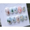 Christmas handmade nail tips-part4.on the snow - short square /