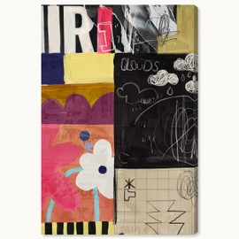 Wynwood Studio Abstract Contemporary Wrapped Canvas Art - Rain Purpose, Wall Art for Living Room, Bedroom, and Bathroom, 20" x 30", Black and Yellow Home Decor