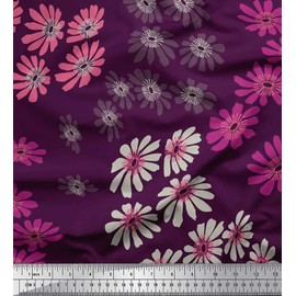 Soimoi Purple Rayon Fabric Artistic Flower Print Fabric BTY 56 Inch Wide