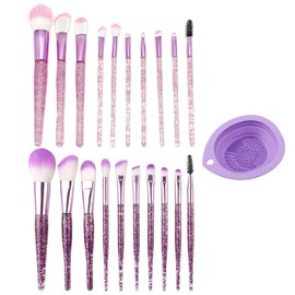 20 Pieces Makeup Brushes, 1 Piece Foldable Makeup Brush Cleaning Bowl, Makeup Brush with Sparkling Crystal Handle, Fashion Makeup Brushes, Concealer Brush Set