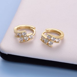 JOLCHIF Chunky Earrings Hanging Women's Irregular Chunky Earrings Hoop Earrings Hypoallergenic Stainless Steel Earrings Fashion Jewellery, Gold Plated, Cubic Zirconia