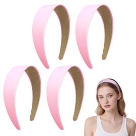 Pack of 4 4 cm Pink Solid Headband Pink Women's Classic Satin Headband Pink for Women, Simple, Elegant, Serious, for Women and Girls