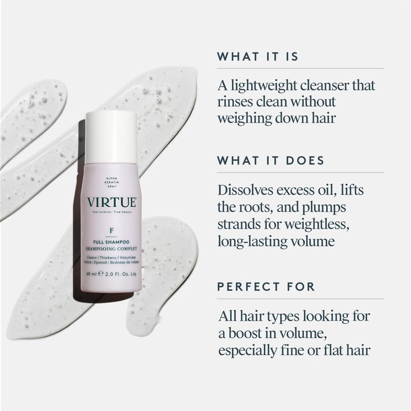 VIRTUE Full Sulfate Free Volumizing Shampoo Thickens Hair, Safe for