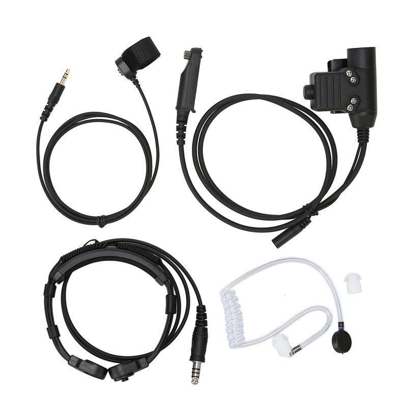 Throat Mic Headset 7.1mm Plug with PTT Adapter Push to