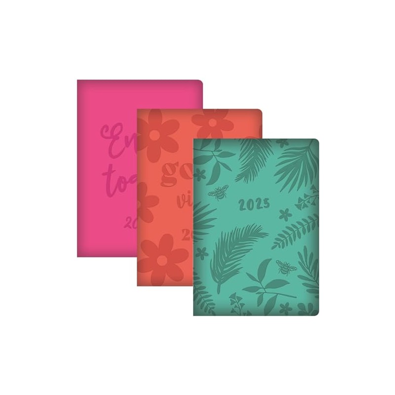2025 Diary A5 week to view Embossed Leaf Animal Print