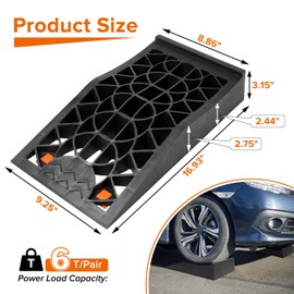 Donext Car Ramps for Easy Vehicle Maintenance and Safe Lifting, Sturdy, Lightweight, Low Profile Car Ramps for Jack Support, Heavy Duty Tire Ramps for Low Chassis Cars, 2 PCS