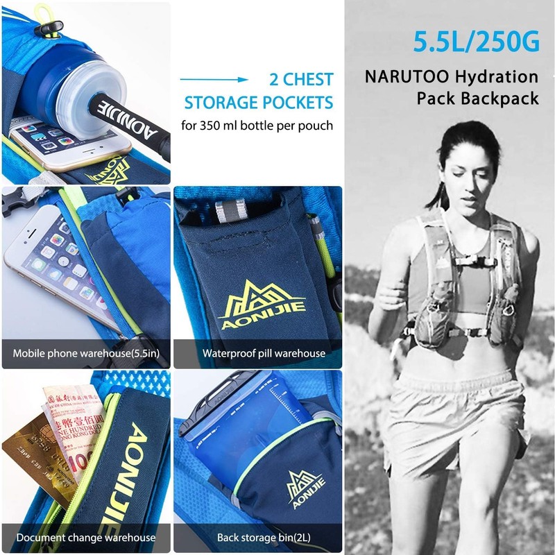 HEARTST Running Bag Marathon Backpack Daypack 5.5L Lightweight Breathable Waterproof