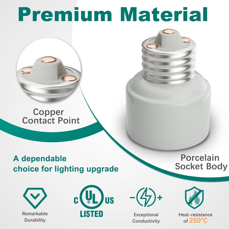 DiCUNO E26 to E26 Light Socket Extender, UL Listed, Heat-Resistant