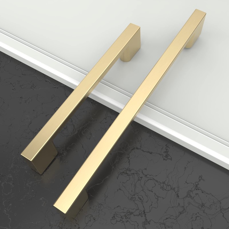Amerdeco 8 Pack Brushed Brass Cabinet Pulls 128mm Hole Center