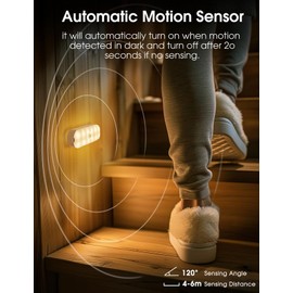 Under Cabinet Lights 2 Pack, LED Closet Lights, Stair Lights Motion Sensor Indoor, Rechargeable Battery Operated Stick-on Magnetic, Warm White 3000K 50LM Wireless Under Counter Lights for Kitchen