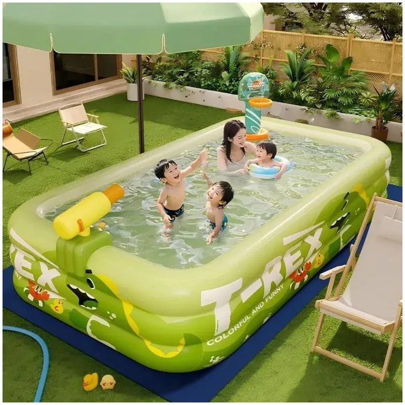 CDDGL Alberca Inflable Dinosaurios Grande Piscina Tre Nivele Con Accesorios,rectangular