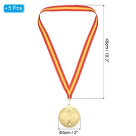 PATIKIL 3" Gold Table Tennis Medals, 5 Pack Table Tennis Award Medals with Ribbon Red Yellow for Games Sports Competitions