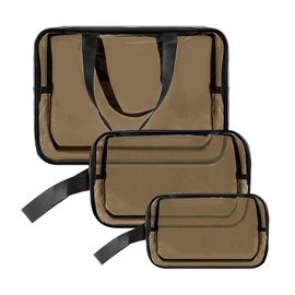 Boobeen 3pcs Clear Cosmetic Bag, Transparent PVC Waterproof Cosmetic Bag with Zip, Portable Toiletry Organiser Kit for Women Men, Makeup Pouches, Travel Organiser Case for Toiletries, gray