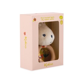Kaloo - K'Doux - Baby Teether - FSC Wood Ring - Plush Rabbit with Crinkle Paper - Promotes Development - Stimulates the Senses - Poppy Motif - From Birth, K216002
