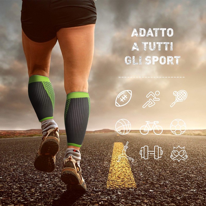 SULUMA® Athletic Calf Compression Support Sleeve Muscle Support (Yellow, L)