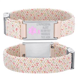 AOAMID Comfortable Medical Alert Bracelets for Men Women kids Adjustable Elastic medical id Bracelets (Starlight,Lymphedema Alert)