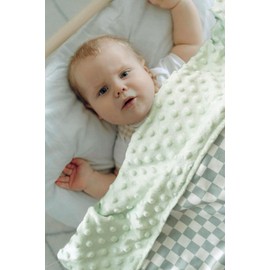 Baby Blanket Set, Sage Green Checkered Print, 30x40 Inches, Super Soft Minky Material, Newborn or Toddler (Checkered Green)