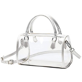 Rullar Women Clear Jelly Purse Transparent Handbag Top Handle Shoulder Bag PVC Purse Totes Satchel White