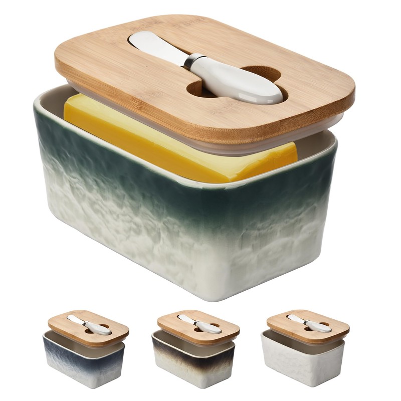Stone Large Butter Dish with Lid for Countertop,Ceramic Butter Keeper